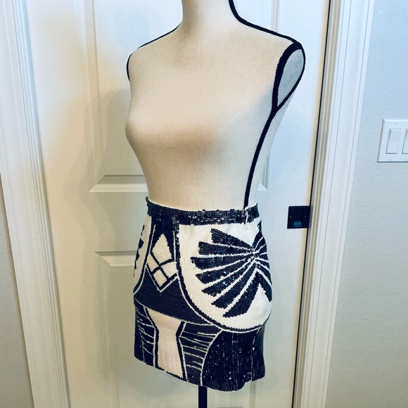 Morrisday The Label Dresses & Skirts - MORRISDAY the LABEL, Sequin Embellished Blue and White Skirt, Size 6, NWT